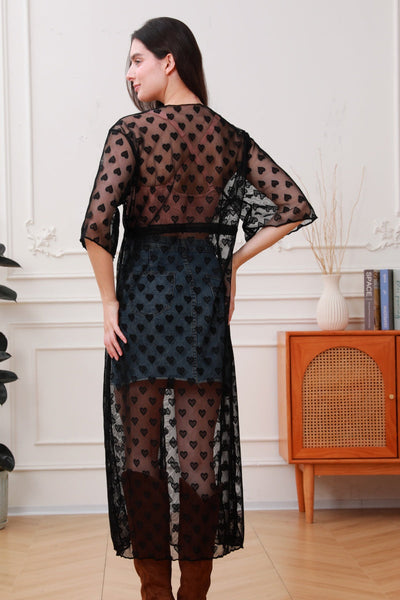 Dark Romance: Heart Mesh Kimono Duster