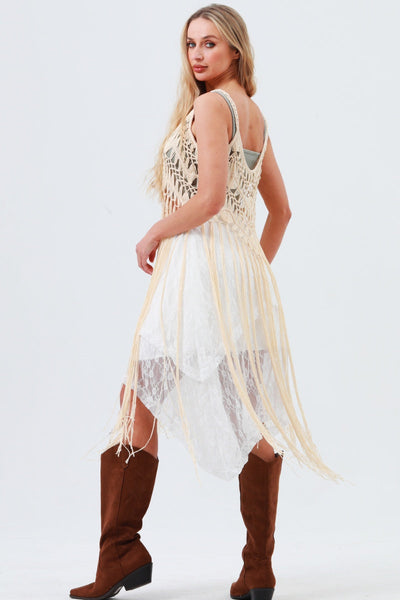Long Tassel Fringe Crochet Kimono – Boho Statement Cover-Up 🌿✨