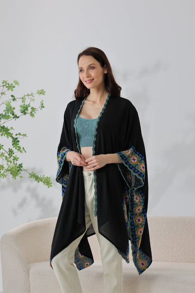 Gypsy Soul: Bohemian Embroidered Trim Kimono