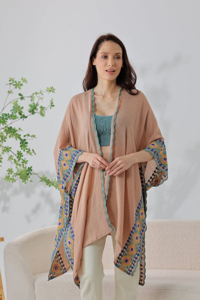 Gypsy Soul: Bohemian Embroidered Trim Kimono
