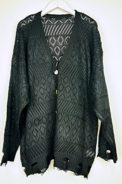 Vintage Cozy: Retro Frayed Hem Diamond Knit Pullover