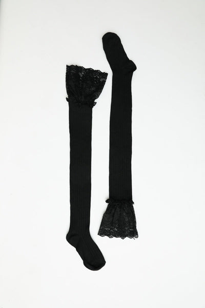 Lace Trimmed Knee-High Socks Leto Collection
