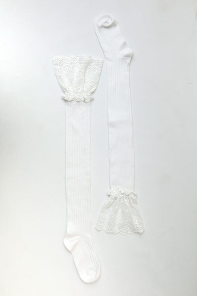 Lace Trimmed Knee-High Socks Leto Collection