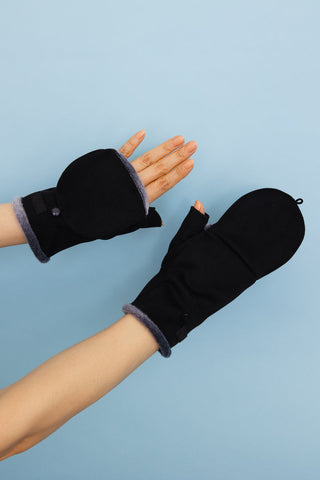 Convertible Faux Suede Fingerless Mittens - 4 colors