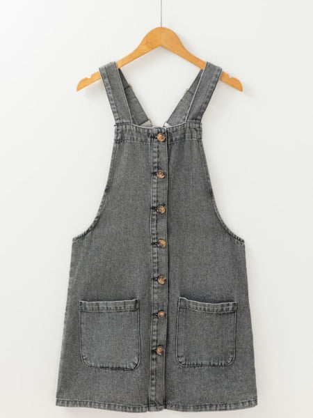 Grey Denim Overall Dress