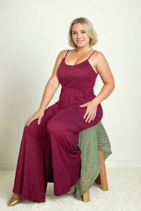 Plus Size Button Front Wide Leg Jumpsuit (6 colors)