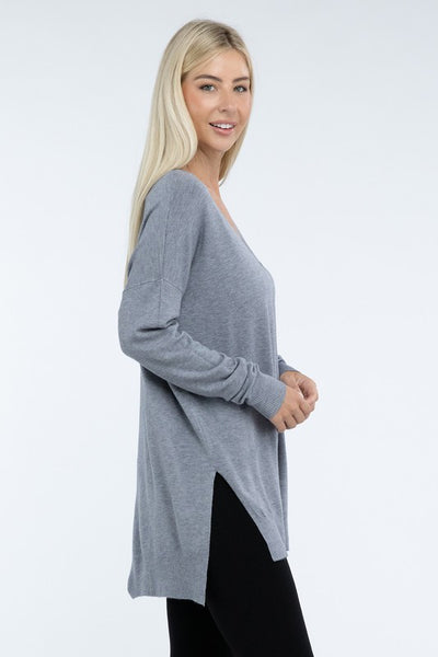 Hi-Low Hem Front Seam Sweater (5 colors)