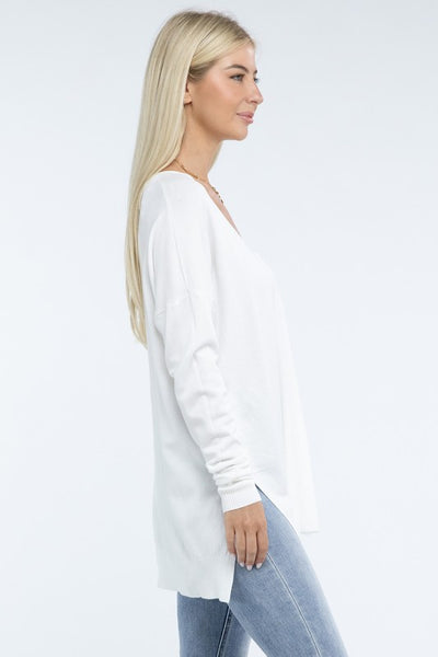 Hi-Low Hem Front Seam Sweater (5 colors)