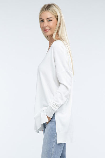 Hi-Low Hem Front Seam Sweater (5 colors)