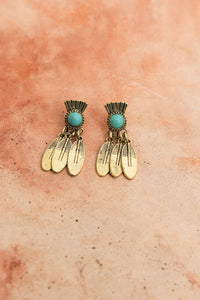 Antique Bronze Turquoise Stone Earrings