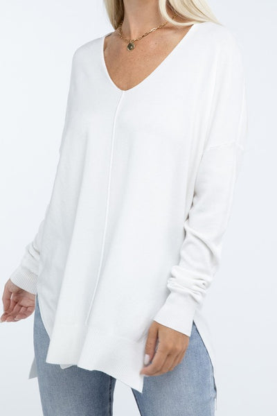 Hi-Low Hem Front Seam Sweater (5 colors)