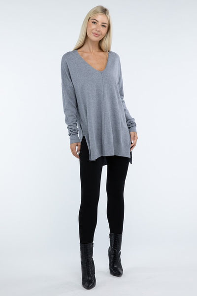 Hi-Low Hem Front Seam Sweater (5 colors)