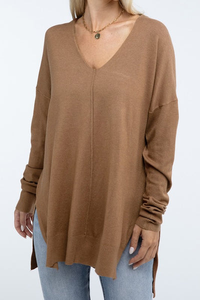 Hi-Low Hem Front Seam Sweater (5 colors)