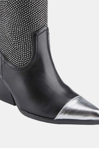 Black & Silver Rhinestone Western Cowboy Boots