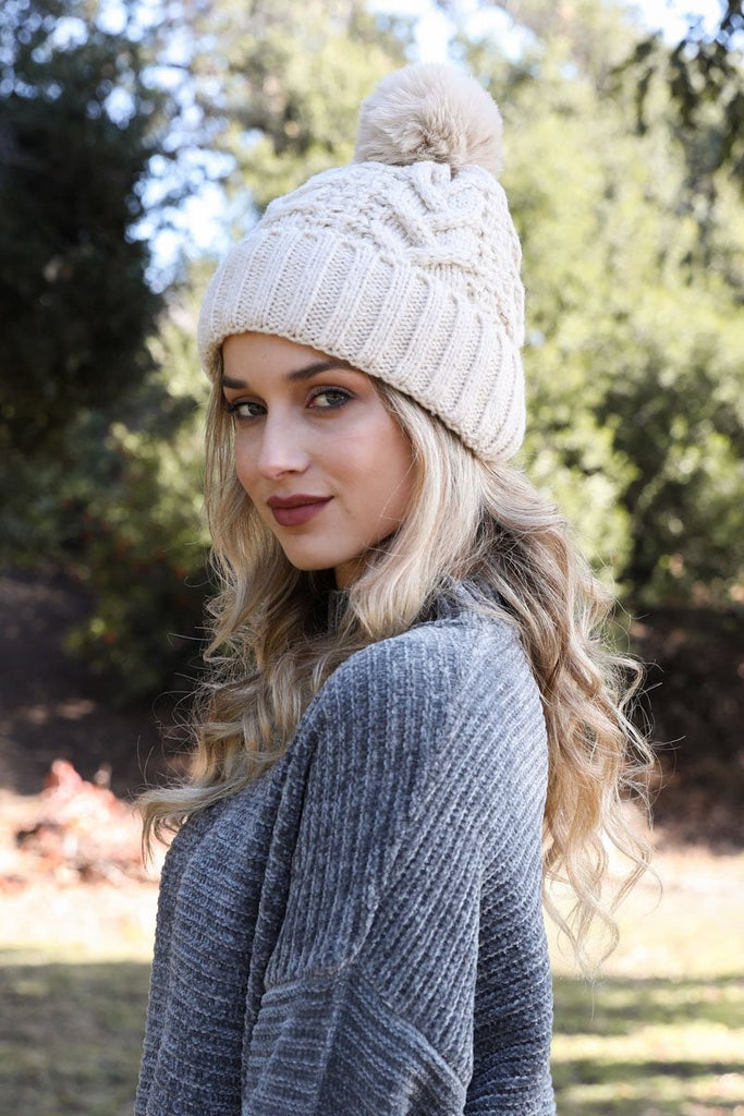 Cable Knit Pom Beanie The Gentry of House –