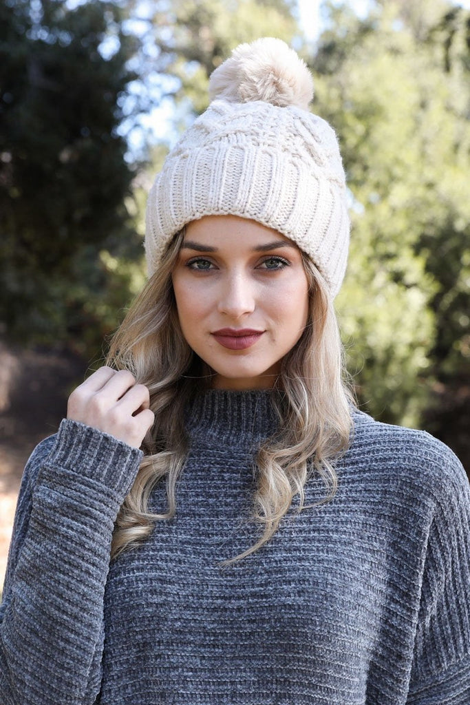 The Cable Gentry Pom Beanie of House Knit –