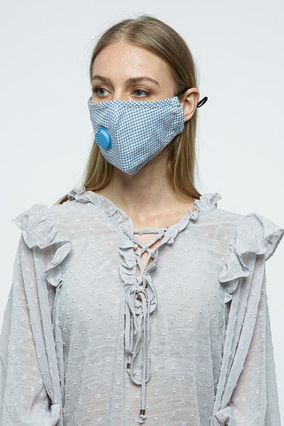 Colorful Gingham Respirator Face Masks Blue