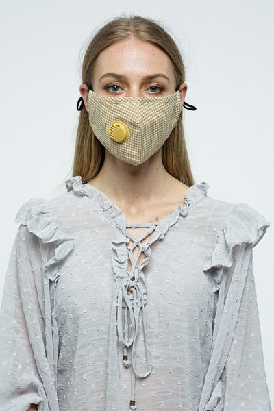 Colorful Gingham Respirator Face Masks Khaki