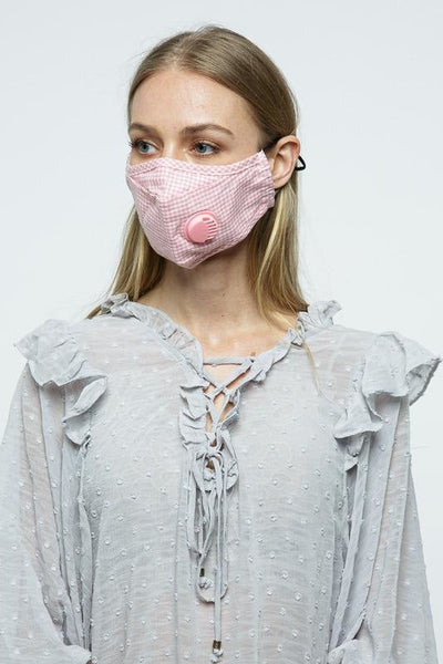Colorful Gingham Respirator Face Masks Pink