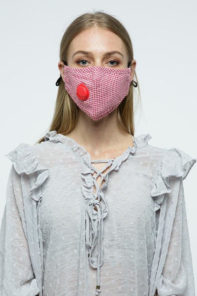 Colorful Gingham Respirator Face Masks Red