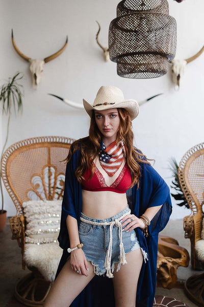 Crochet American Flag Bandana
