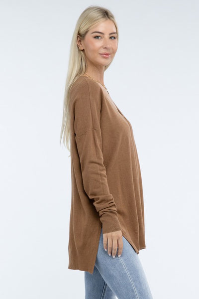 Hi-Low Hem Front Seam Sweater (5 colors)