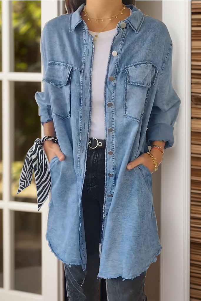 chambray t shirt dress Finley Chambray Blue V-neck T-shirt Dress, XX Large