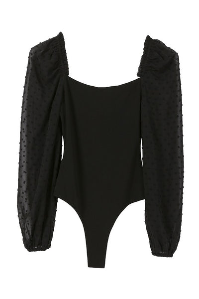 LS shirring sleeve bodysuit (2 colors)