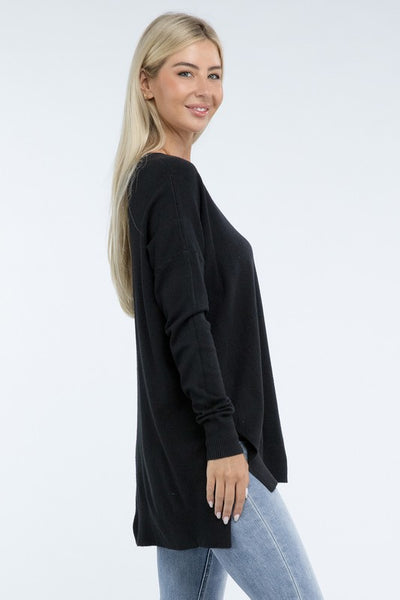 Hi-Low Hem Front Seam Sweater (5 colors)