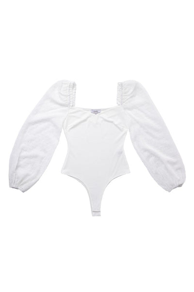 LS shirring sleeve bodysuit (2 colors)