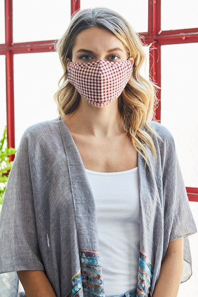 Gingham Reusable Face Mask Red