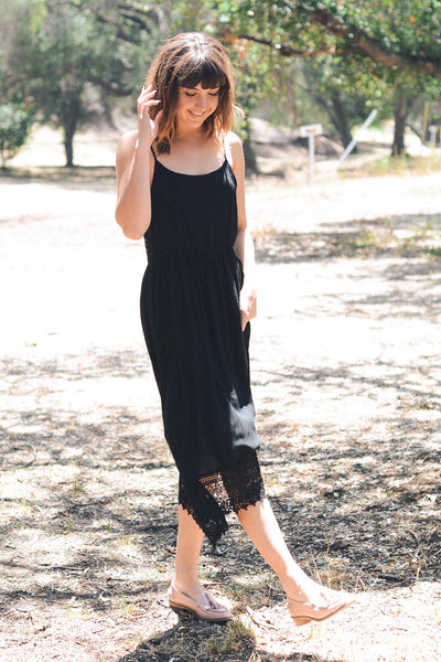 Lace Trim Cotton Slip Dress