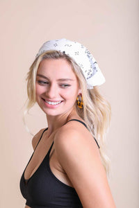 Muted Color Bandana Hats & Hair White