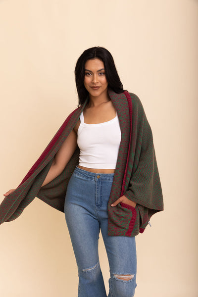 Over The Shoulder Knitted Shawl Ponchos