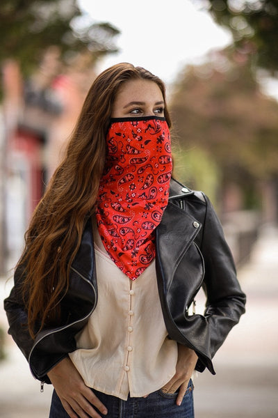 Paisley Floral Gaiter Face Masks Red