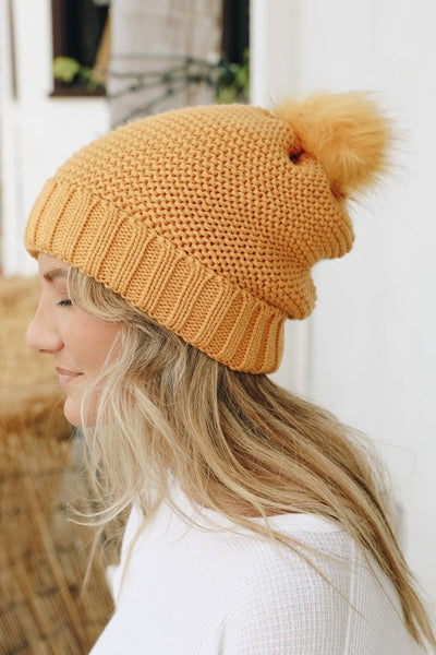 Pom Beanie with Faux Sherpa Lining Hats & Hair