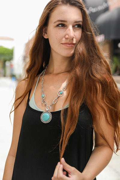 Soleil Turquoise & Silver Link Necklace Jewelry