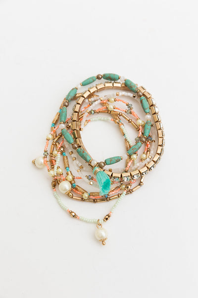 Sweet Pastel Studded Beads Layered Bracelet