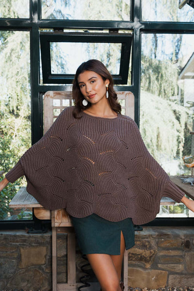 Texture Trend Sleeve-Knit Poncho
