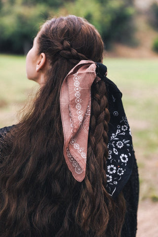 Two-Tone Western Bandana Hats & Hair Black/Mocha