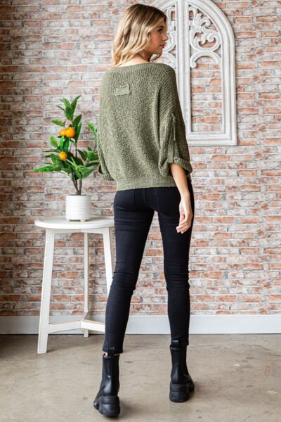 Round Neck Roll-Up Sweater