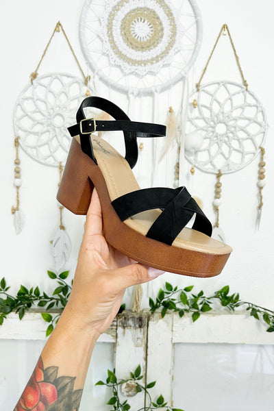 Size 6 // Black Platform Block Heel Sandal