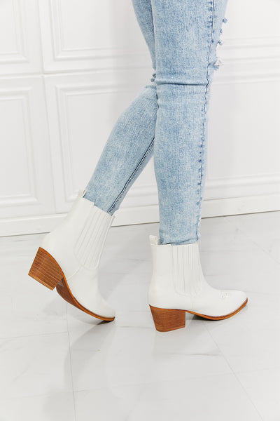 Stacked Heel Chelsea Boot in White