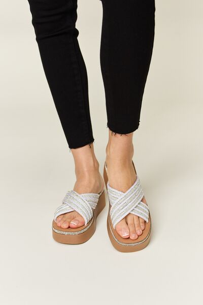 Rhinestone Platform Wedge Sandals – The House of Gentry