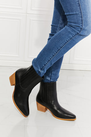 Stacked Heel Chelsea Boot in Black
