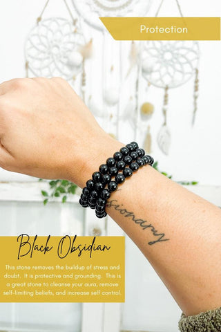 Black Obsidian 8mm Bead Bracelet