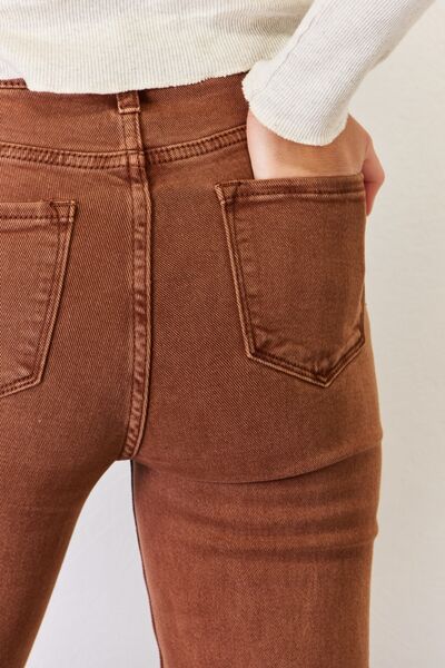 Brown High Rise Tummy Control Straight Jeans