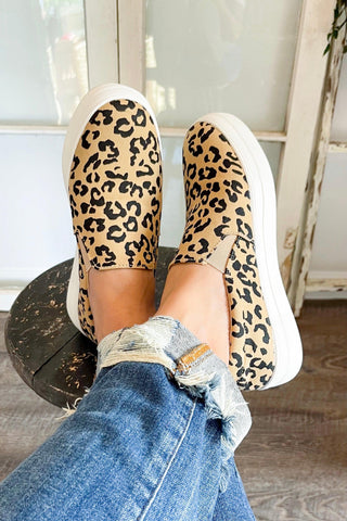 Size 5.5// Leopard Canvas Slip On Sneakers