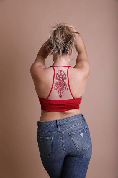 Tattoo Back Bralette 1X/2X / Red