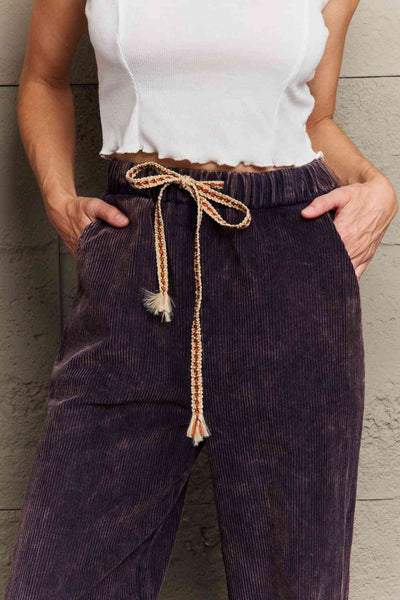 POL Corduroy Straight Fit Pants in Midnight Navy